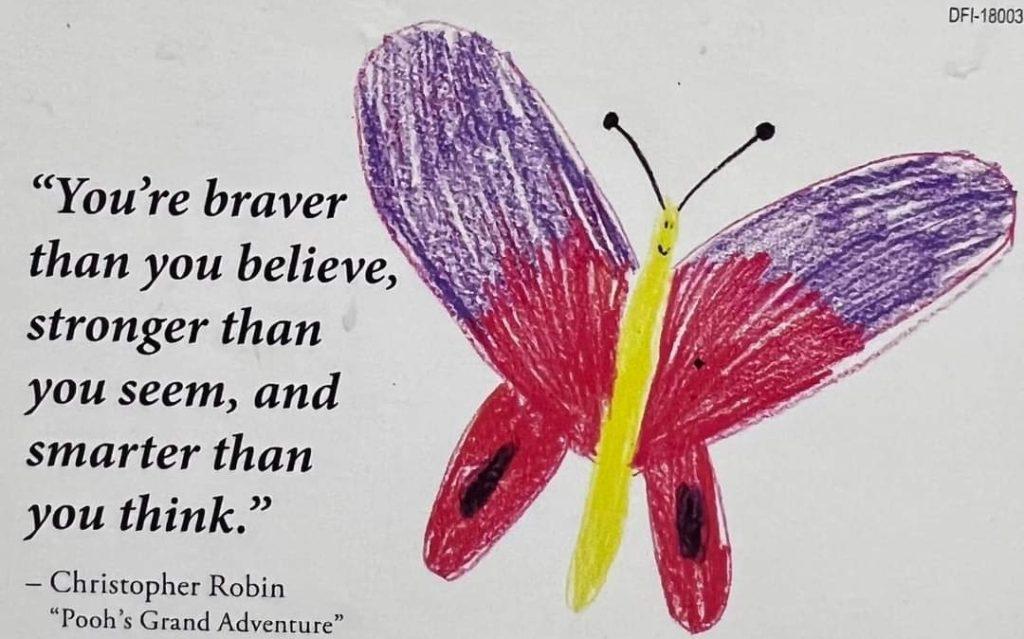 Image of a drawing of a red and purple butterfly