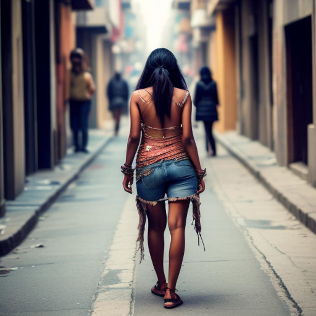 woman walking on street alone