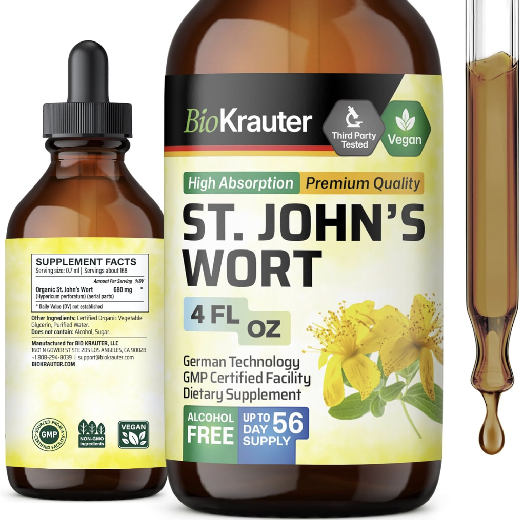 BIO KRAUTER St John's Wort Tincture - Organic Hypericum Perforatum Liquid Extract